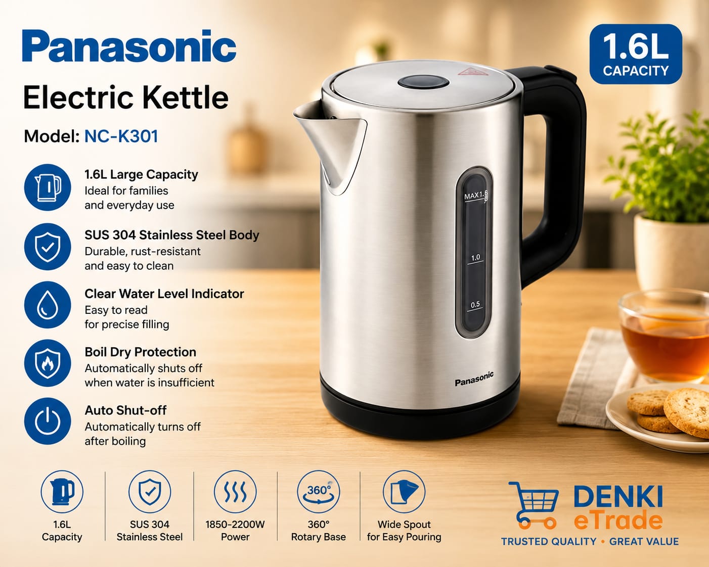 Panasonic Electric Kettle. NC-K301