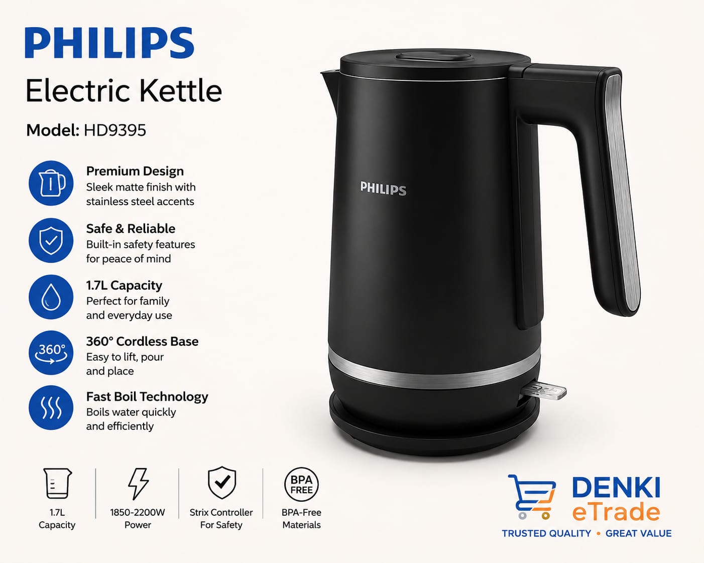 Philips Electric Kettle. HD9395
