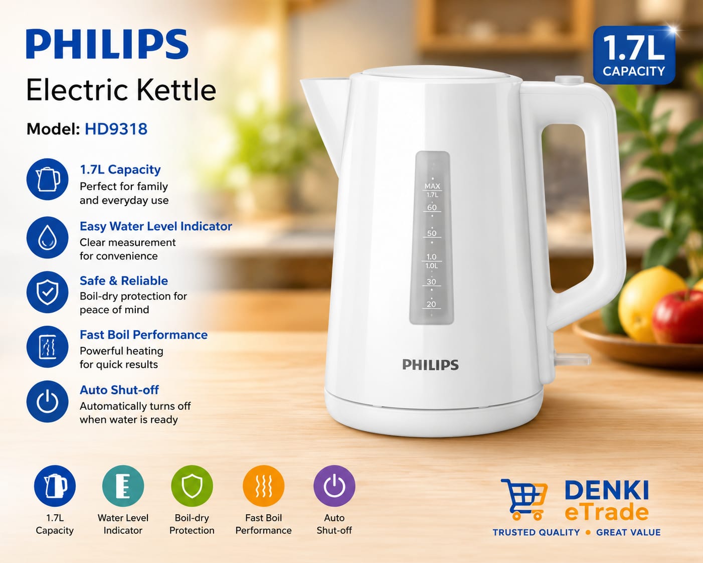 Philips Electric Kettle. HD9318