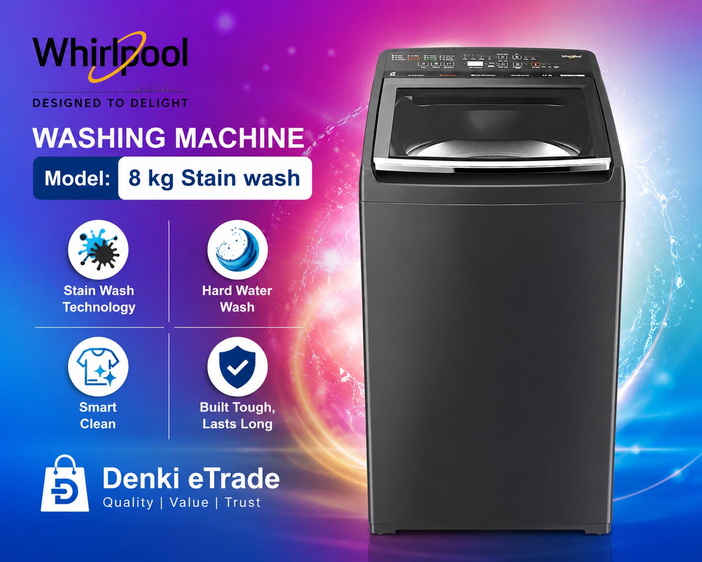 Whirlpool Washing Machine. Stain Wash 8 kg
