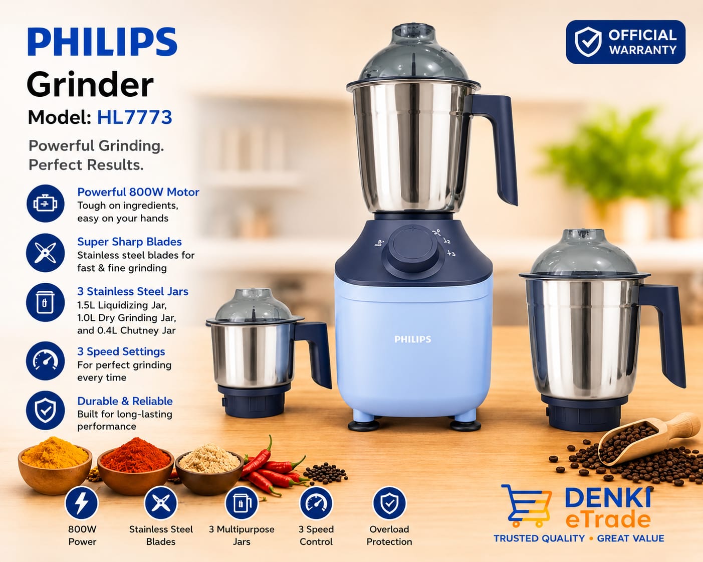 Philips Mixer Grinder. HL7773